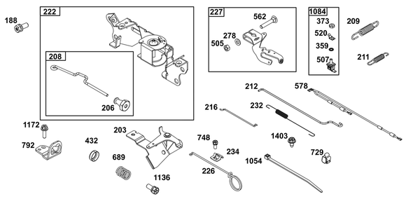 Controls Group Diagram and Parts List for 305447-0591-B5 200000 - 399999 Briggs and Stratton Engine